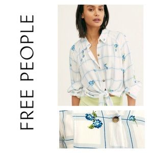 Free People Window to My Heart Button Up Top Blouse